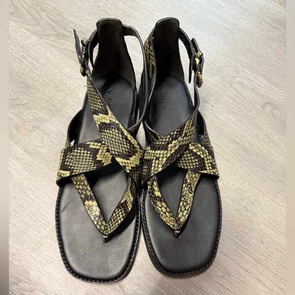 Vince Shoes - Vince Black and Yellow Snake Pattern Sandals